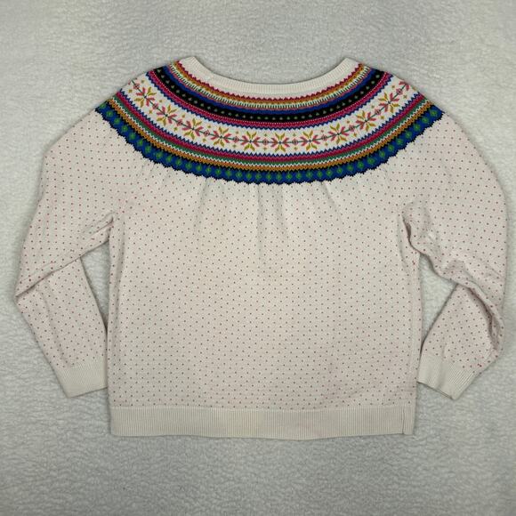 Talbots Petite Size LP Crewneck Sweater Fair Isle Knit Colorful Preppy FLAW - Picture 4 of 9